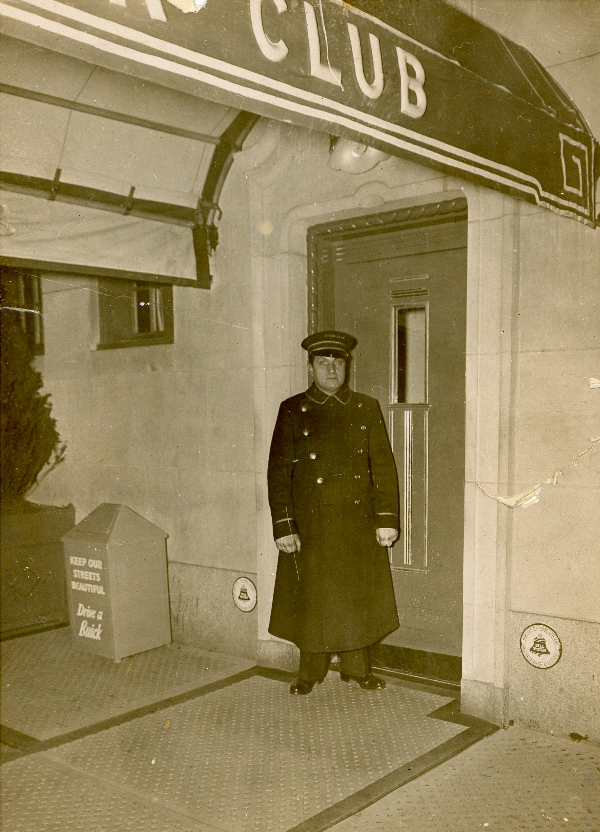 Albino Garlasco beneath the Stork Club awning in Manhattan
